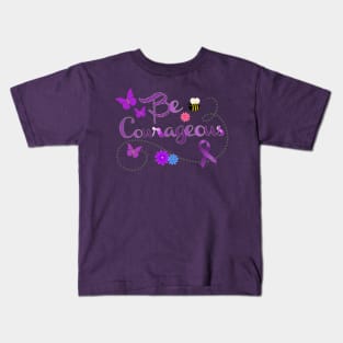 Be Courageous Purple Awareness ribbon Kids T-Shirt